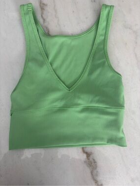 lululemon athletica Ribbed V-Neck Crop Top in Light Green